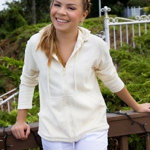 NWT Organic Tanguis Cotton Handmade in Peru Cream Zip-Up Hoodie / Sweatshirt